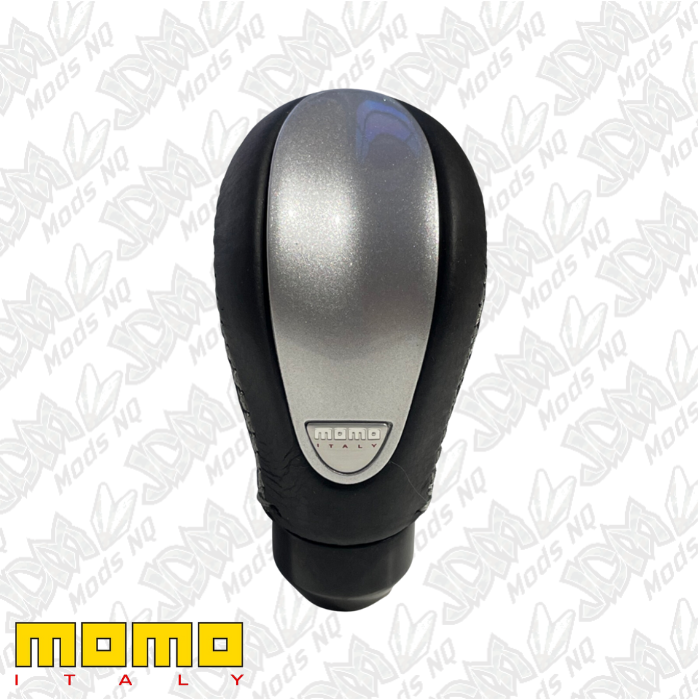 Momo Gear Knob Combat Evo Silver Black Leather