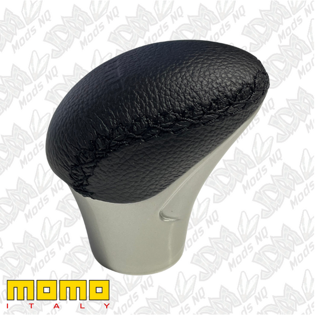 Momo Gear Knob Silver Black Leather