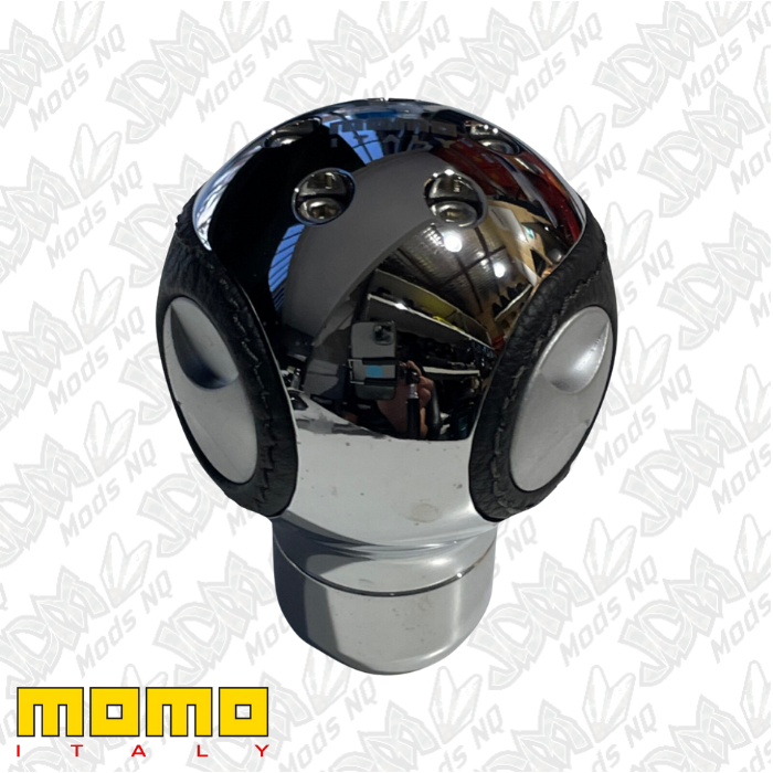 Momo Gear Knob Streetball Chrome Black Leather