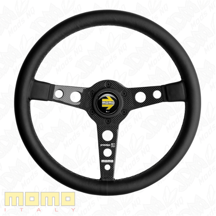 Momo Prototipo 6c Carbon Black Leather 350mm Steering Wheel