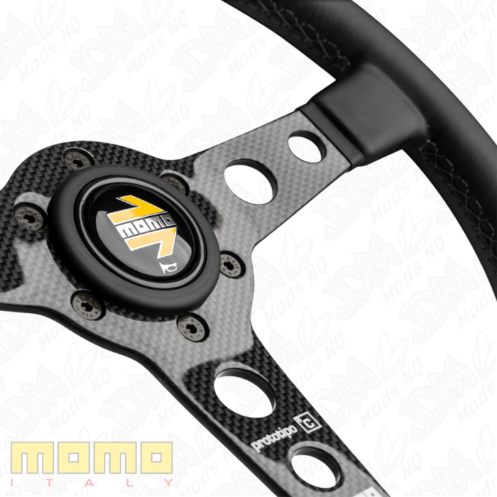 Momo Prototipo 6c Carbon Black Leather 350mm Steering Wheel