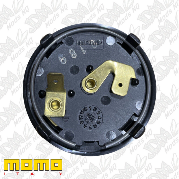MOMO Black Arrow Over Yellow Flat Lip Horn Button
