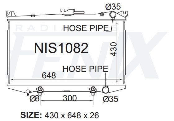 Nissan D21 Pathfinder Petrol Radiator (DEC/1986 - NOV/1995) — NIS1082-PA26A — manufacturer main image