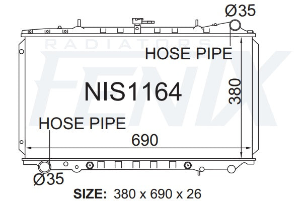 Nissan U12 Pintara Radiator — NIS1164-PA26A — manufacturer main image