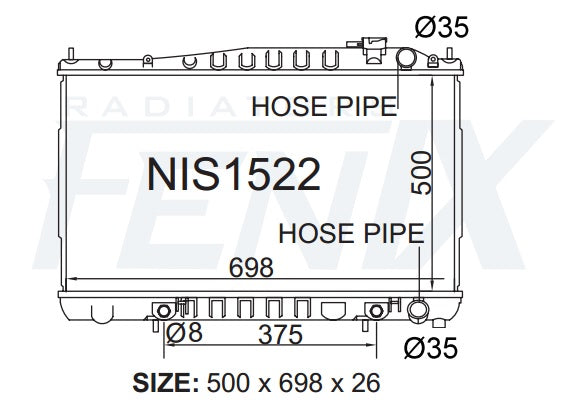 Nissan E50 Elgrand Radiator (MAY/1997 - JUL/2000) — NIS1522-PA26A — manufacturer main image