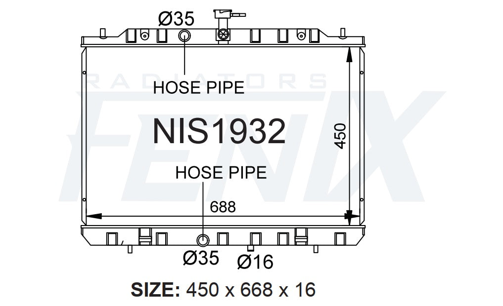 Nissan T31 X-Trail Petrol Radiator (OCT/2007 - FEB/2014) — NIS1932-PA16AM — manufacturer main image