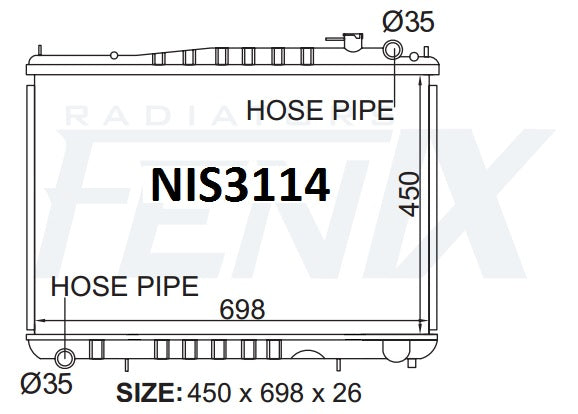 Nissan D22 Navara 3.2 4cyl Diesel Radiator — NIS3114-PA26M — manufacturer main image