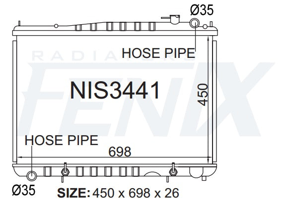 Nissan D22 Navara 2.7 4cyl Diesel Radiator — NIS3441-PA26A — manufacturer main image