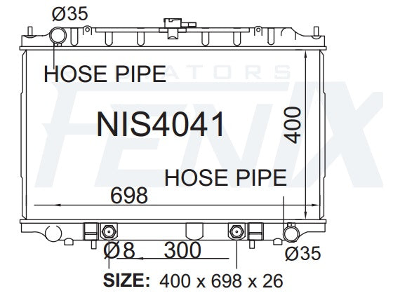 Nissan A32 Maxima Radiator (FEB/1995 - DEC/1999) — NIS4041-PA26A — manufacturer main image