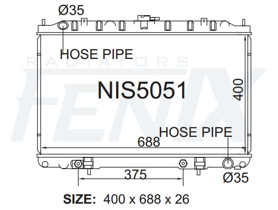 Nissan A33 Maxima Radiator (DEC/1999 - NOV/2003) — NIS5051-PA26A — manufacturer main image