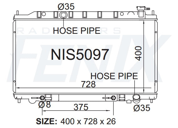 Nissan J31 Maxima Radiator (DEC/2003 - MAR/2009) — NIS5097-PA26A — manufacturer main image