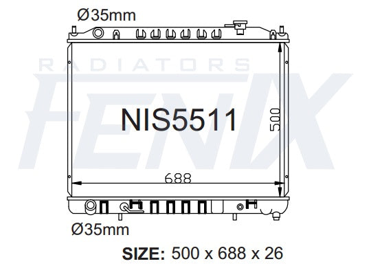 Nissan E51 Elgrand 3.5 6cyl Radiator (AUG/2000 - AUG/2010) — NIS5511-PA26A — manufacturer main image