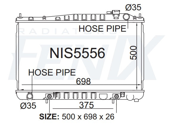Nissan Elgrand E50 Diesel Radiator (AUG/1999 - APR/2002) — NIS5556-PA26A — manufacturer main image