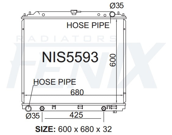 Nissan R51 Pathfinder Petrol Radiator (JUL/2005 - MAY/2010) — NIS5593-PA32A — manufacturer main image