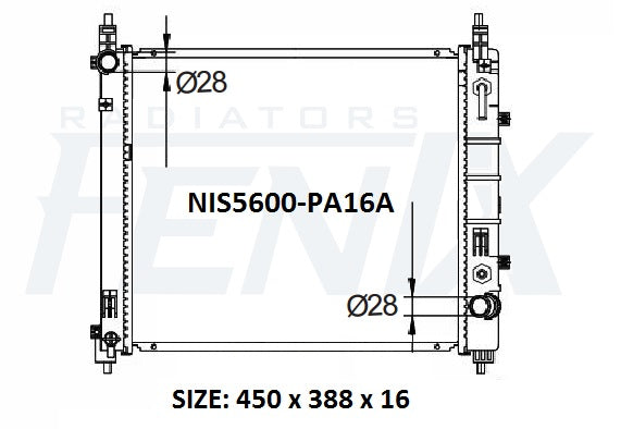 Nissan K13 Micra 1.5 4cyl Radiator (OCT/2010 - DEC/2017) — NIS5600-PA16A — manufacturer main image