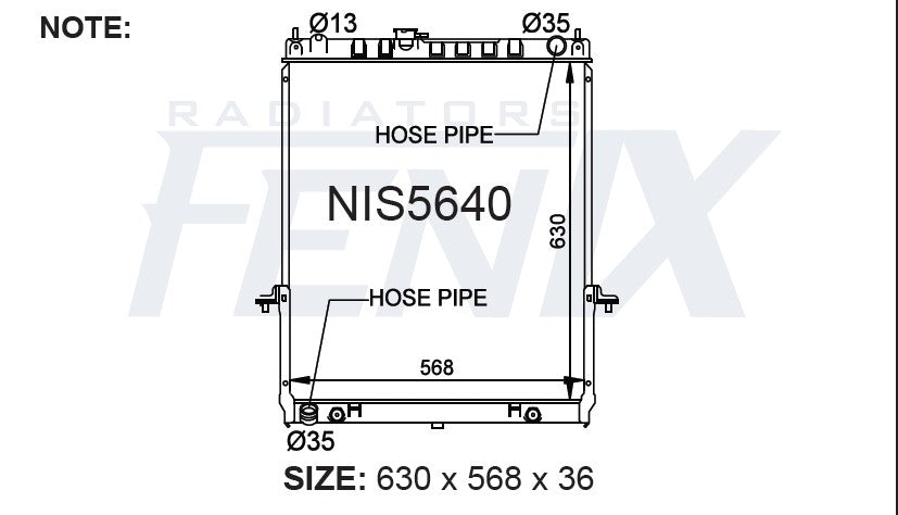 Fenix Nissan GU Patrol TD42TI Radiator | NIS5640-PA36A — Australian manufacturer image