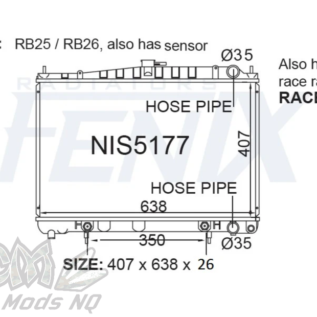 FENIX OEM Replacement Radiator Suits Nissan R33-R34 Skyline