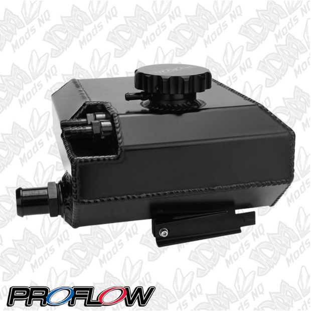 Proflow Coolant Overflow Expansion Tank, Recirculating, For Ford Falcon Barra, XR6 BA/BF/FG, Fabricated Aluminium, Black Anodised PFEROBABK