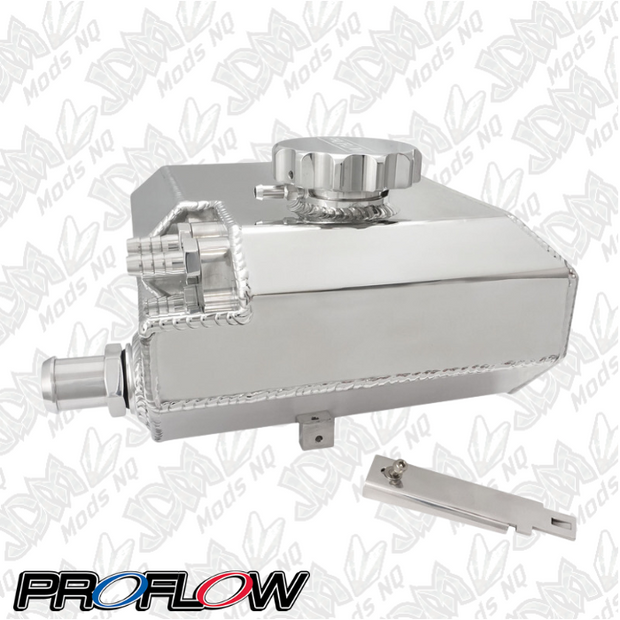 Proflow Coolant Overflow Expansion Tank, Recirculating, For Ford Falcon Barra, XR6 BA/BF/FG, Fabricated Aluminium, Polished PFEROBA