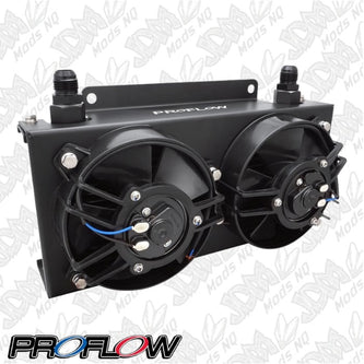 Proflow Oil Cooler Kit, Ultra Pro, 19 Row, Dual Fan 625 CFM, AN10 ORB Female, Aluminium, Black PFEOC19-DF