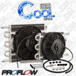 Proflow Transmission Cooler & Fan Kit Natural, 7.5 in x 12.50 in, Tube & Fin, 10in. Fan 350CFM, AN6 Inlet, Outlet