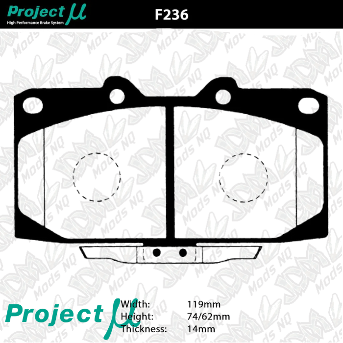 Project-MU NS Street F236 NS-EP Front Brake Pads for (WRX/FXT/SKYLINE/200SX)