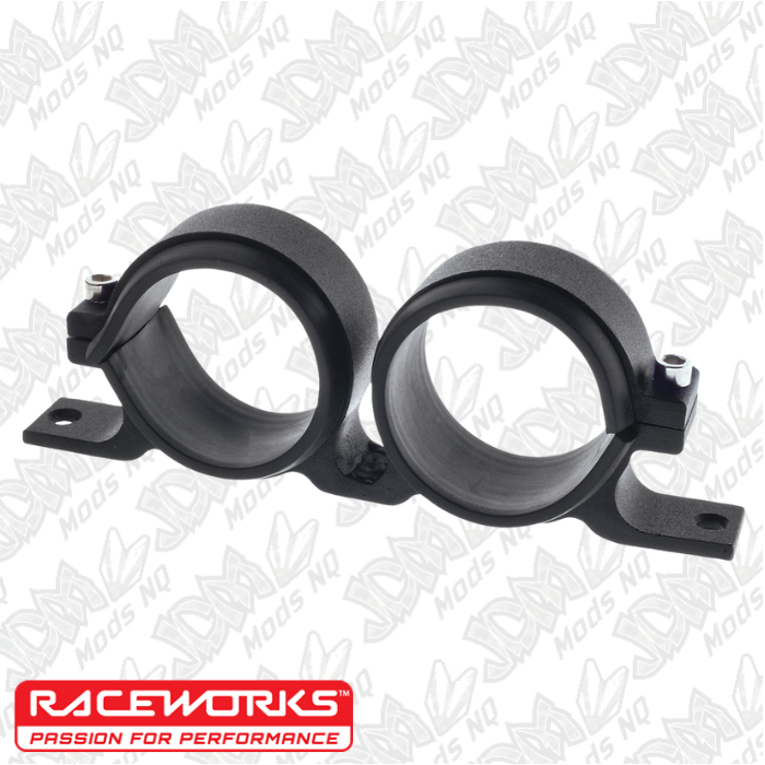 Raceworks Billet Twin External Fuel Pump Bracket 60mm Black Suit 044 Style Pumps - Universal ALY-003BK