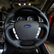 Retro Ford/FPV FG Falcon Steering Wheel Black Leather Black Stitching Carbon Fibre Flat Bottom FG-FB-BLK-ST-CF