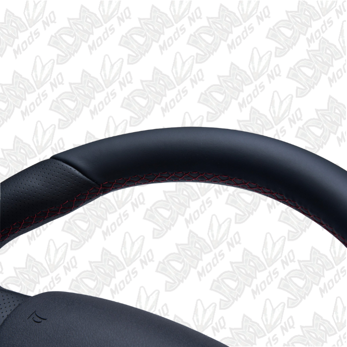 Retro Ford FPV FG Falcon Steering Wheel Black Leather Red Stitching OEM Style FG-OEM-RED-ST