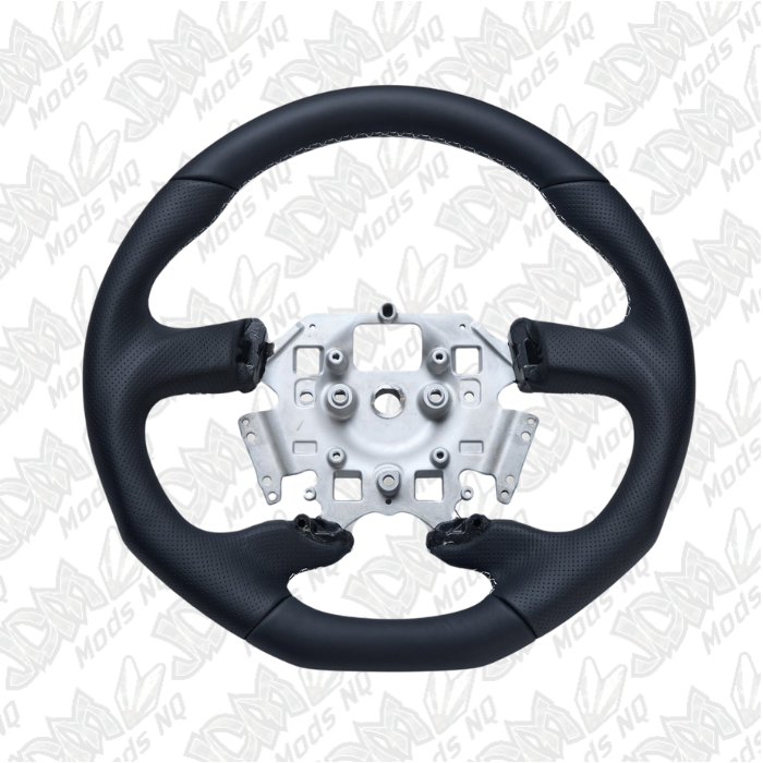 Retro Ford/FPV FG Falcon Steering Wheel Black Leather White Stitching Flat Bottom FG-FB-WHT-ST