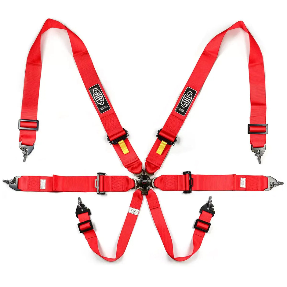 SAAS Harness FIA 6 Point Camlock 3in Red Homologated S6203FIA - view 1
