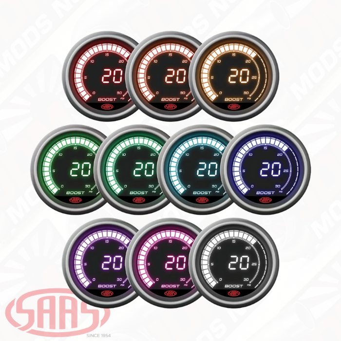 SAAS Boost Gauge Diesel 0-30psi 52mm Muscle Digital Series 12V