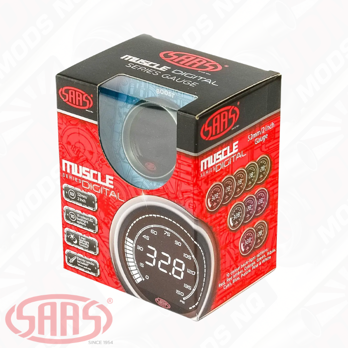 SAAS Boost Gauge Diesel 0-30psi 52mm Muscle Digital Series 12V