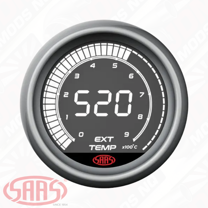 SAAS Exhaust Temp Gauge EGT Pyro 0°-900° 52mm Muscle Digital Series 12V