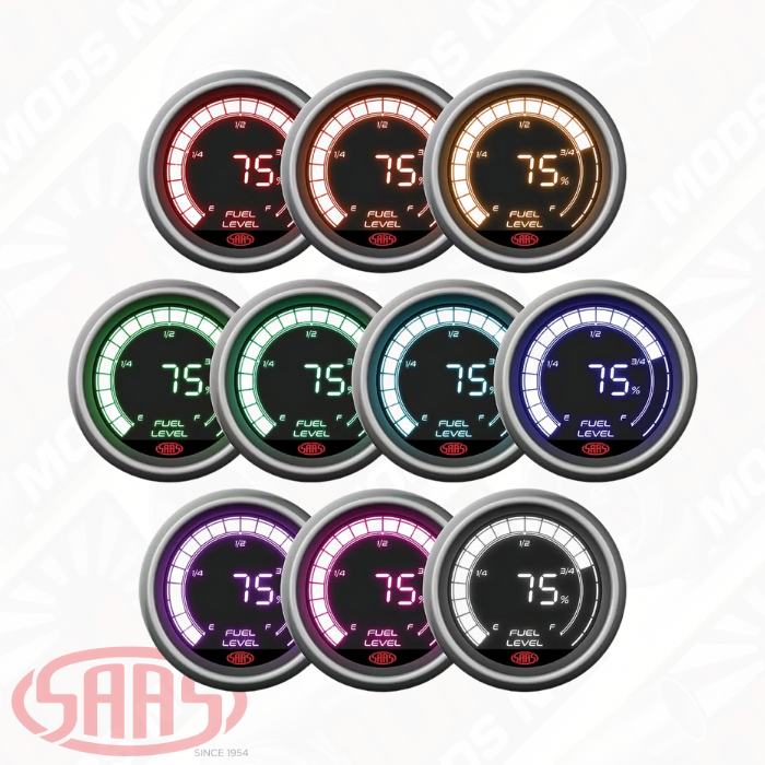 SAAS Fuel Level Gauge 52mm Muscle Digital Series 12V