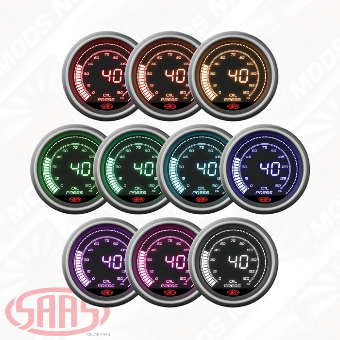 SAAS Oil Pressure Gauge 0-150 psi 52mm Muscle Digital Series 12V