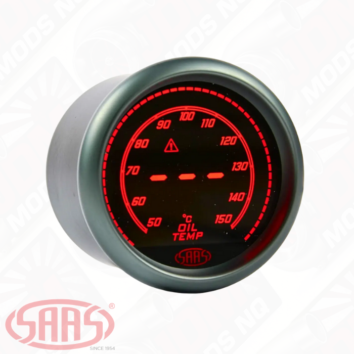 SAAS Oil Temp Gauge 50°-150° C 52mm Muscle Digital Series 12V