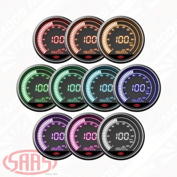 SAAS Speedo 0-220 KPH 80mm (3 18) In Dash Muscle Digital Series 12V