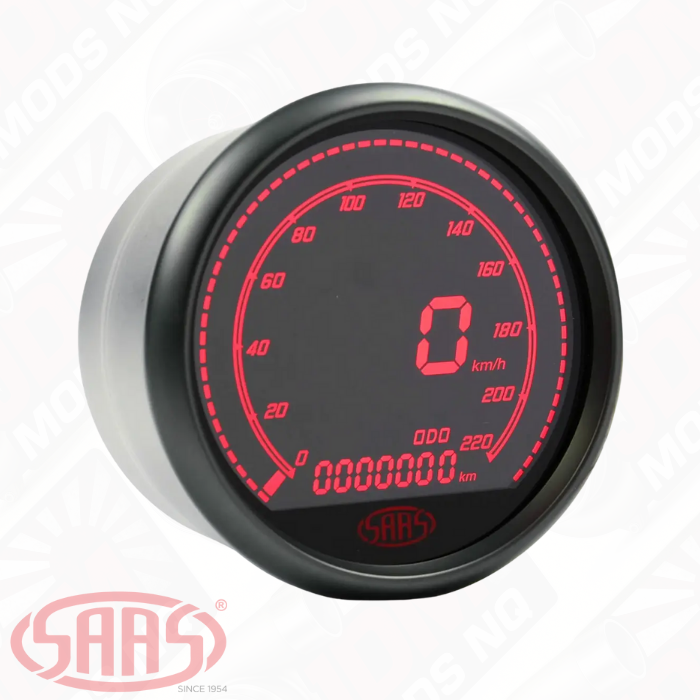 SAAS Speedo 0-220 KPH 80mm (3 18) In Dash Muscle Digital Series 12V