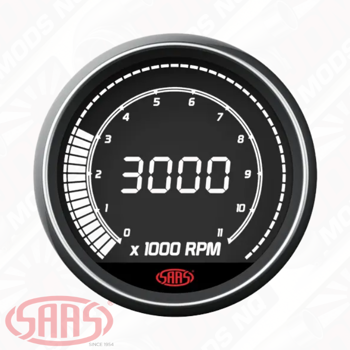 SAAS Tachometer 0-11K Shiftlite 80mm (3 1/8