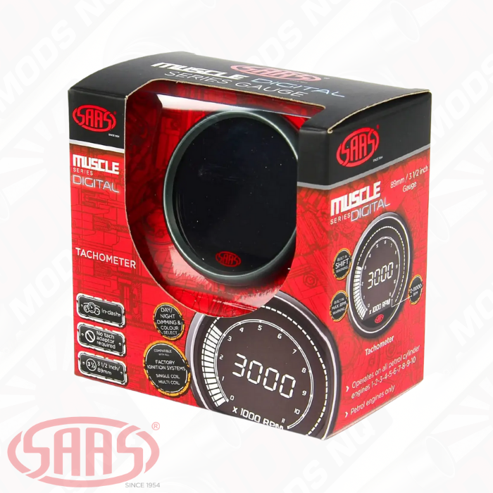 SAAS Tachometer 0-11K Shiftlite 80mm (3 1/8