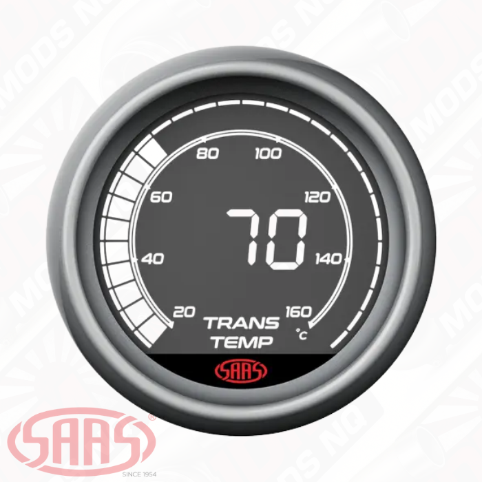 SAAS Trans Temp Gauge 20°-160° 52mm Muscle Digital Series 12V