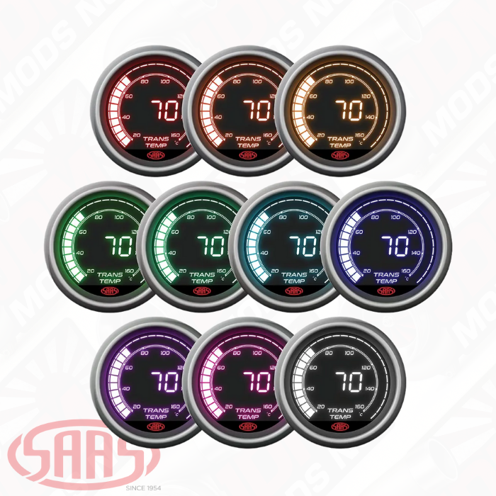 SAAS Trans Temp Gauge 20°-160° 52mm Muscle Digital Series 12V
