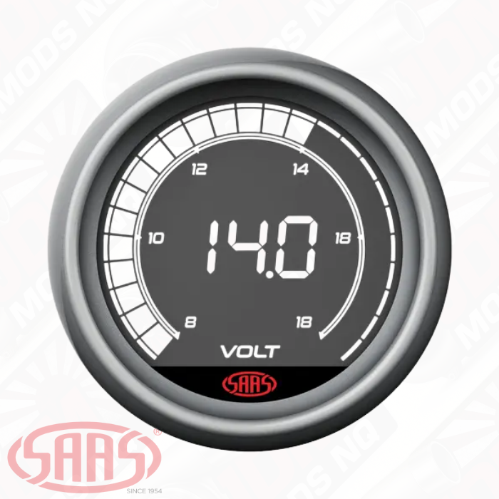 SAAS Volt Gauge 8v-18v 52mm Muscle Digital Series 12V