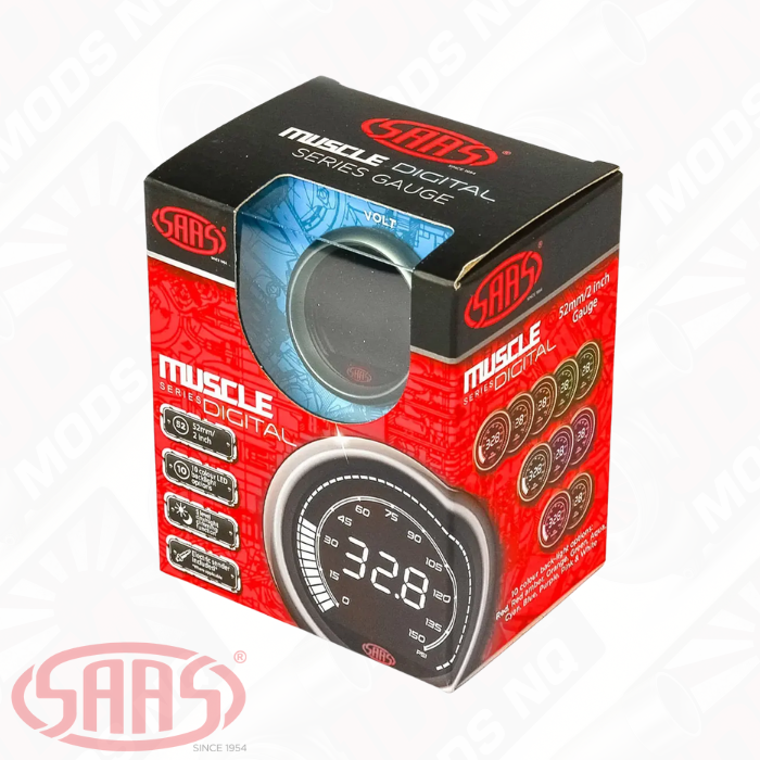 SAAS Volt Gauge 8v-18v 52mm Muscle Digital Series 12V
