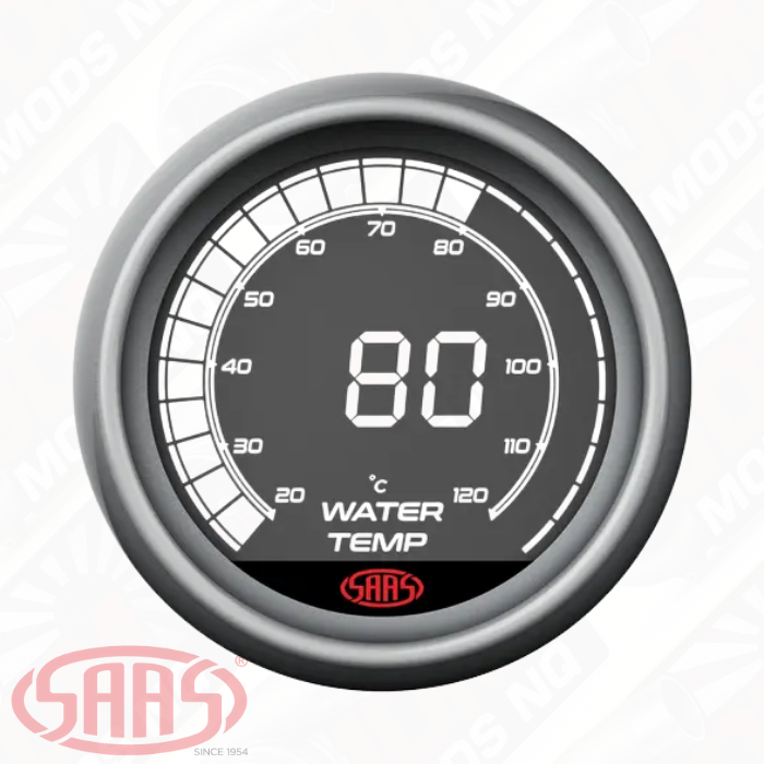 SAAS Water Temp Gauge 20°-120° 52mm Muscle Digital Series 12V