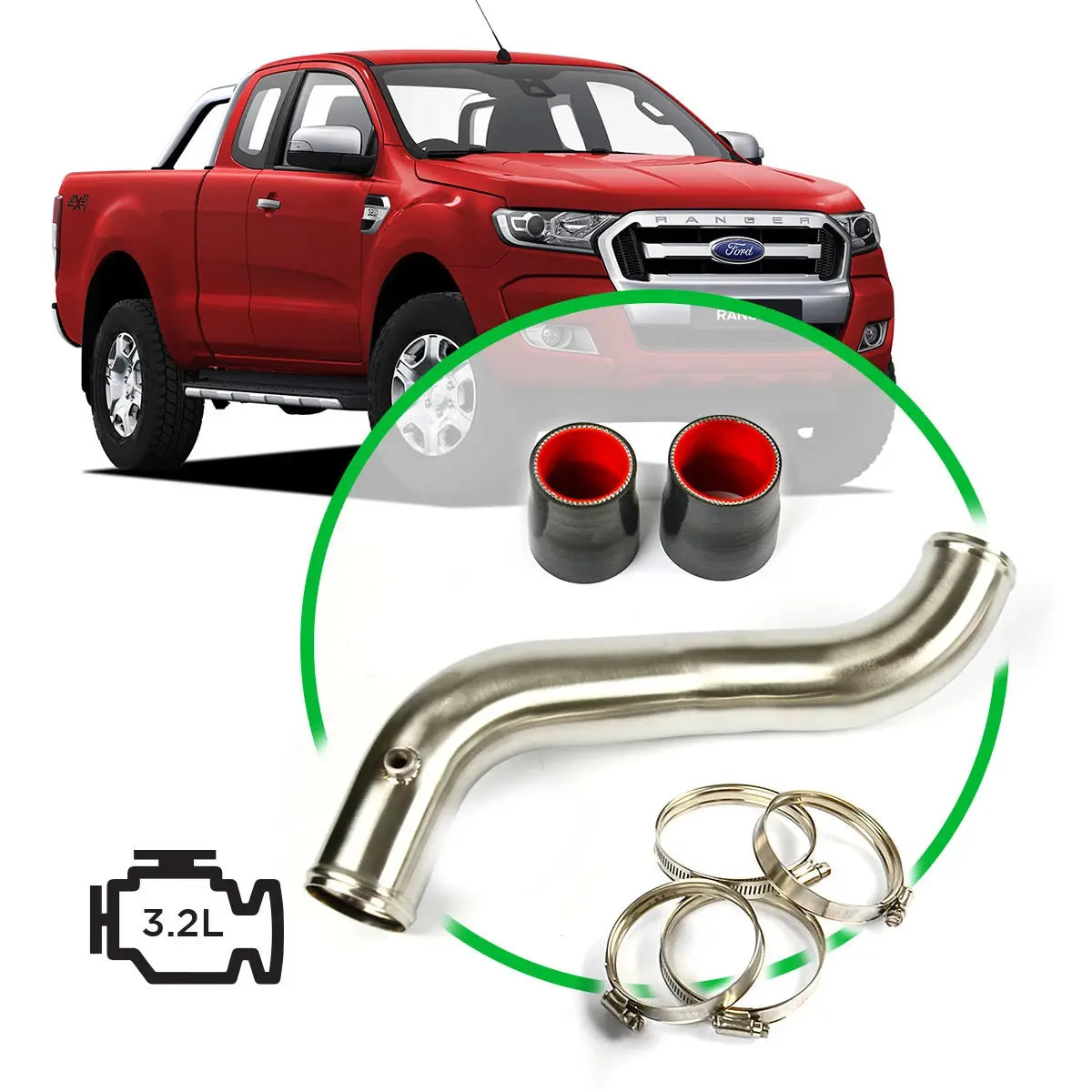 SAAS Ford Ranger/Mazda BT50 3.2L Intercooler Stainless Pipe Cold Side 2011 - 2022 SAH2101SS - view 1