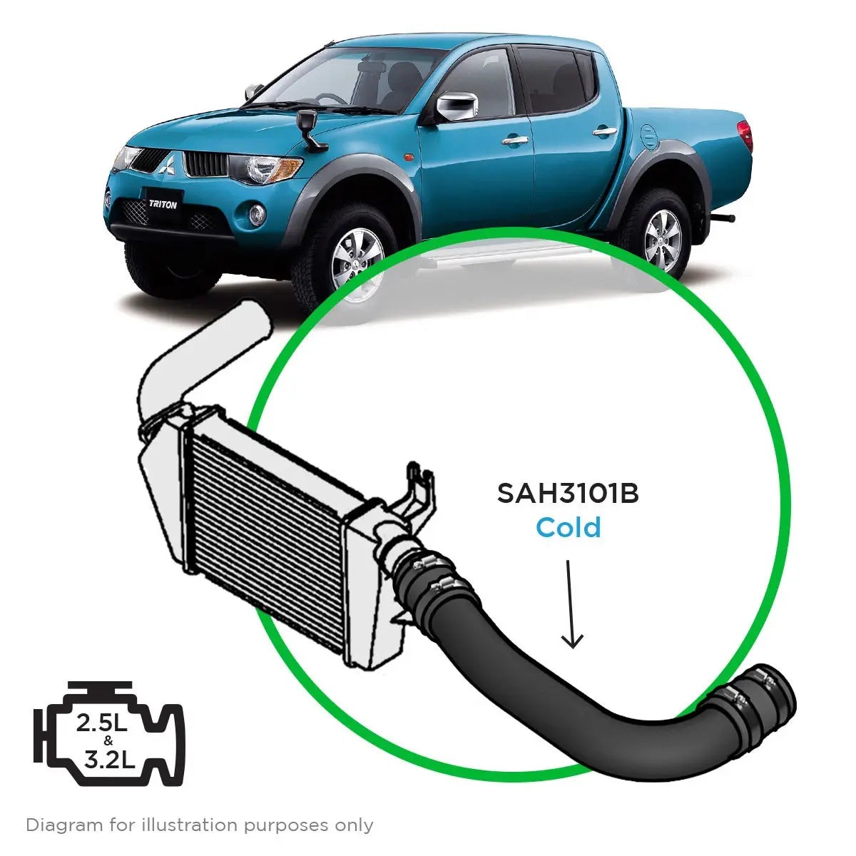 SAAS Mitsubishi Triton 2.5- 3.2L ML-MN Intercooler Black Alloy Cold From Cooler SAH3101B - view 1