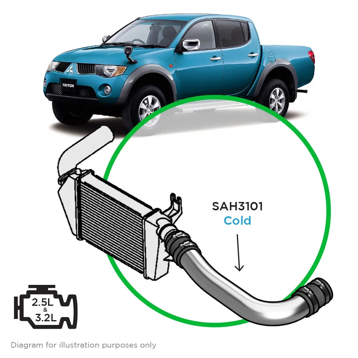SAAS Mitsubishi Triton 2.5- 3.2L ML-MN Intercooler Polish Alloy Cold From Cooler SAH3101 - view 1