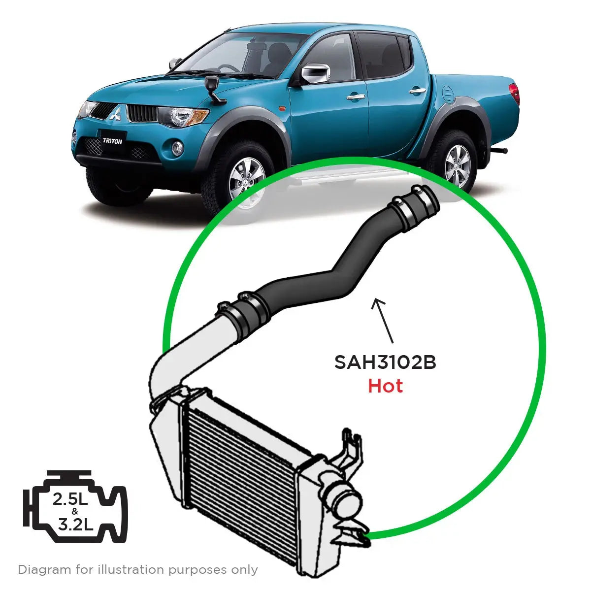 SAAS Mitsubishi Triton 2.5- 3.2L ML-MN Intercooler Polish Alloy Hot Side SAH3102B - view 1